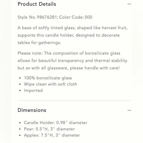 Pair Anthropologie Harvest Apples Fruit Icon Tinted Glass Candle Holders NWT - Picture 4 of 4